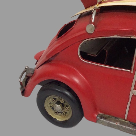 Volkswagen Beetle Love Bug Red Metal Art, 2 Surfboards - Picture 8 of 10